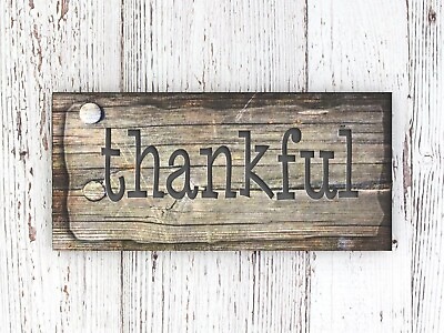 #ad #ad Rustic Small Wood Sign Thankful Farmhouse Home Decor 6quot;x3quot; Shelf Sitter own $12.50