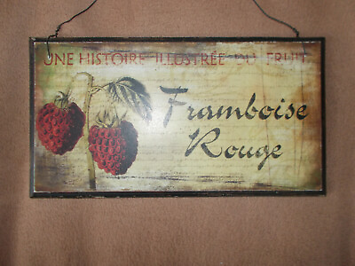#ad Kitchen vintage retro home decor wood plaques framboise rouge Home Decor $19.00