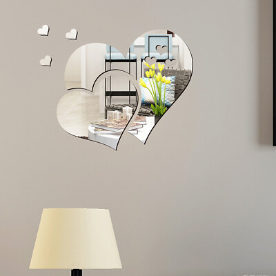 #ad #ad 3D Mirror DIY Love Hearts Wall Sticker Decal Art Mural Home Room DIY Decor C $5.83