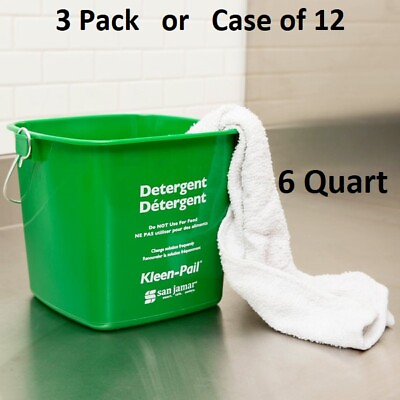 #ad NEW San Jamar KP196GN 6 Qt. Green Soap Solution Cleaning Kleen Pail Bucket HR $59.99