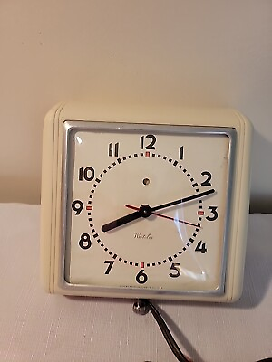 #ad Vintage 1940s White Westclox Art Deco Electric Wall Clock $99.99