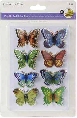 Multicraft 3D Handmade Pop Up Foil Butterfly Stickers 8 Pkg Multi 775749239829 $3.70