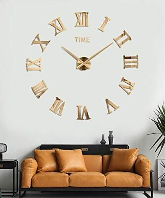 #ad Large DIY Wall Clock Kit 3D Frameless Wall Clock with Mirror Number Stickers... $37.86