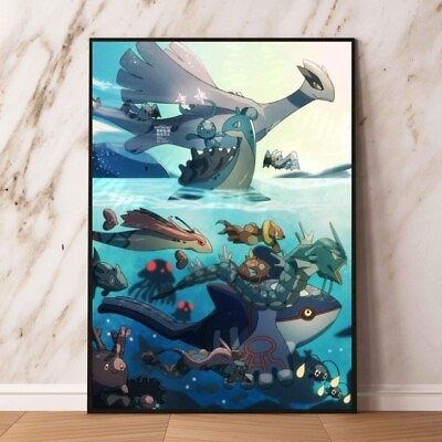 #ad water type PokeArt Canvas Poster Anime wall Art home decor $18.99
