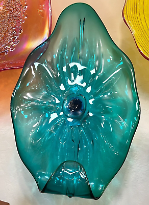 #ad Unique Hand Blown Glass Wall Art Green with Wall Mount $300.00