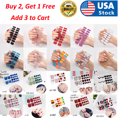 #ad Full Size Nail Wraps Stickers Polish Toe Manicure Art Self Stick Decor 3D Decals $1.57