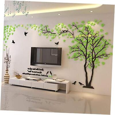 #ad 3D Tree Wall Stickers DIY Tree Birds Wall Decals Family M 98X51in Green Right $47.98