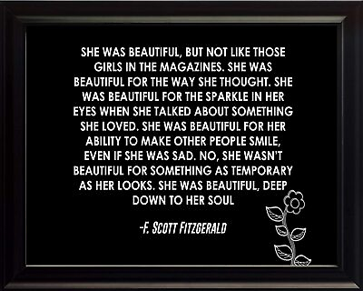 #ad F. Scott Fitzgerald She was Beautiful Print Picture or Framed Wall Art $19.81