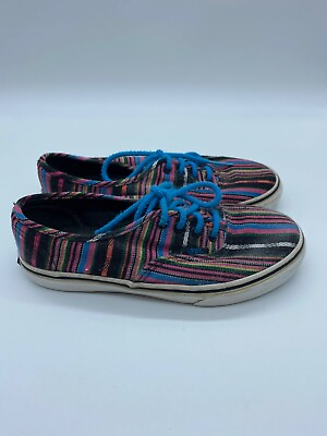 #ad vans off the wall kids size 2 lace up low top striped sneakers shoes $9.10
