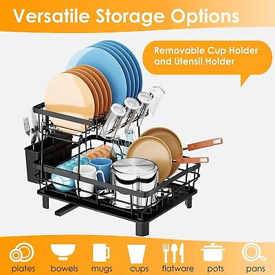 #ad 2 Tier Over Sink Dish Drying Rack Dish Rack Above Kitchen Shelf Dish Drainer $25.19