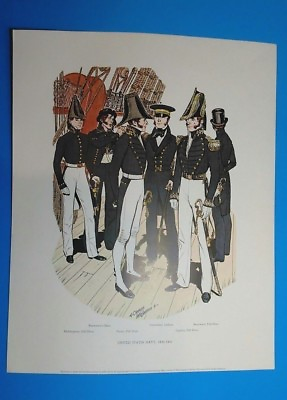 United States Navy Art Print 1830 1841 Military Dress Uniforms H. McBarron $24.95