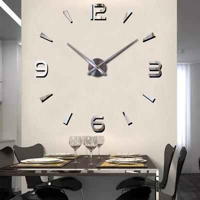 #ad Large Wall Clocks for Living Room Decor DIY Clock Modern 3D with Mirror Numbe... $39.60