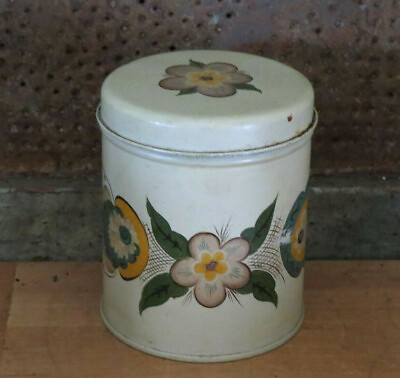 #ad Hand painted Rosemailing Painted Primitive Kitchen Cupboard Tin Pretty Flowers $22.99