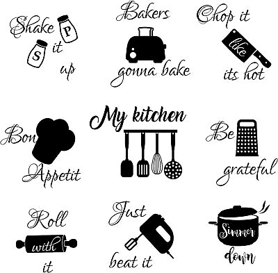 #ad #ad Kitchen Wall Stickers Kitchen Quotes Wall Decals with Funny Lettering Vinyl Fun $17.84