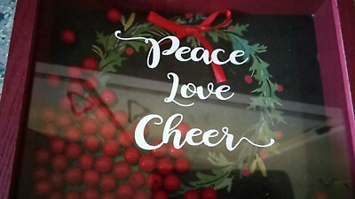 #ad #ad Wood N GLASS PEACE LOVE CHEER WALL HANGING $9.99