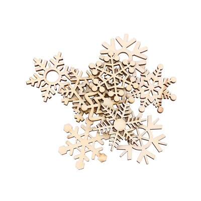 #ad 10 Pcs Wood Snowflake Scrapbook Supplies Christmas Wall Decorations Wooden $8.85