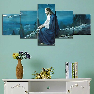 #ad Gethsemane Jesus Picture Framed Wall Art for Living Room Christian Painting 5... $97.29