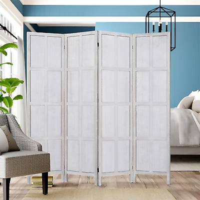 #ad 4 Panel Wood Room Divider Wall Room Dividers and Folding Privacy Screens Privac $115.36