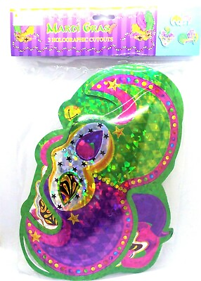 #ad Mardi Gras Holographic Cutouts Wall Decorations Party decor 3 pack $4.99