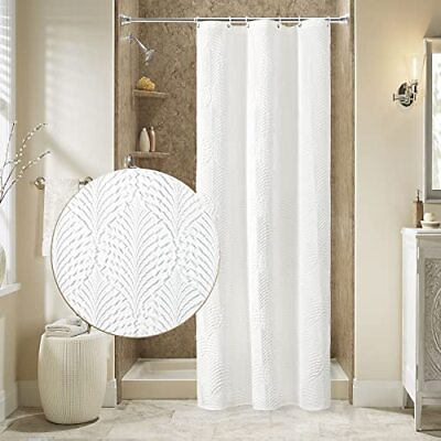 #ad Small Stall Shower Curtain Narrow Half 3D Embossed 36quot; W x 72quot; L White $38.31