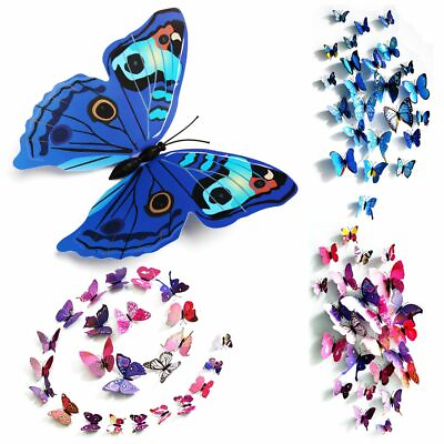 #ad #ad 12 24 36 Pcs 3D Butterfly Wall Stickers amp; Magnetic Decals Home Room Art Decor US $5.32