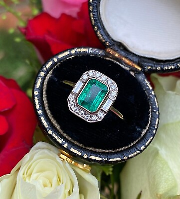 #ad Art Deco Style 2.85 Ct Emerald amp; Lab Created Diamond Gold Filled Engagement Ring $65.10