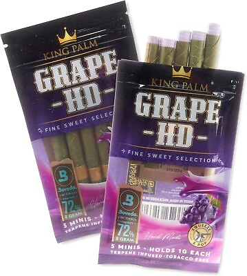 #ad King Palm Mini Grape HD Prerolled Palm Leafs 2 Packs of 5 Each =10 Rolls $14.79