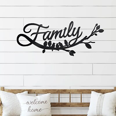 #ad Family Wall Decor Metal Family Sign Cursive Word Family Wall Sign Black Iron Hom $17.53