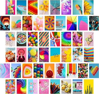 #ad 50PCS Room Decor Wall Art Collage Kit Rainbow Aesthetic Dorm Indie Teen Girl $9.99