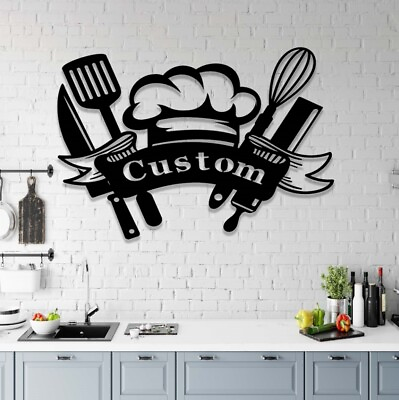 #ad Personalized Kitchen SignMetal Kitchen Wall ArtCustom Kitchen SignChef Gift $55.19