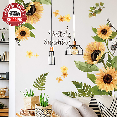 #ad Sunflower Wall Stickers Yellow Flower Wall Decals Peel and Stick Removable Wall $16.48