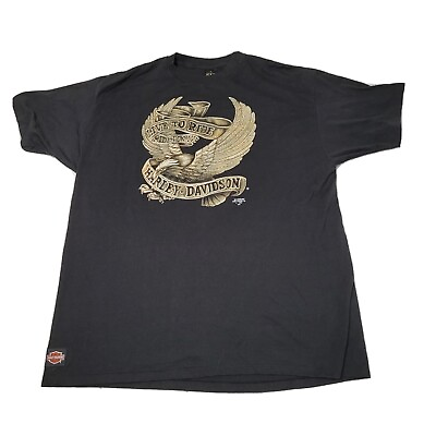 #ad #ad Vintage 3D Emblem Harley Davidson Tshirt Mens Size 3XL Gold Eagle Live To Ride.. $74.99