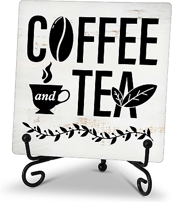 #ad #ad Coffee and Tea Farmhouse Kitchen Decor Sign Black and White Kitchen Decor Coffee $11.86