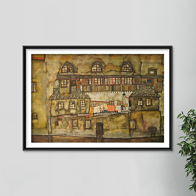 #ad Egon Schiele House Wall on the River Edge 1915 Poster Painting Art Print GBP 89.50