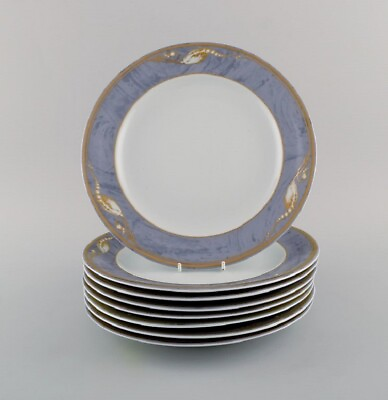 #ad Eight Royal Copenhagen Gray Magnolia porcelain dinner plates. Late 20th C. $420.00