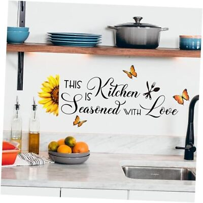 #ad Sunflower Butterfly Kitchen Wall Stickers Kitchen Quotes DIY Wall Decals E $19.70