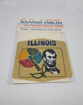 #ad Vintage Illinois Travel Souvenir Emblem Sticker luggage Collectible $11.88