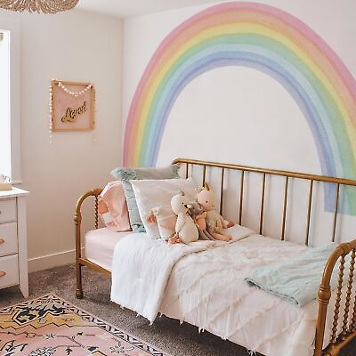 #ad Wall Stickers 6pcs Large Rainbow Pattern Self adhesive Fabric for Nursery Room $151.33