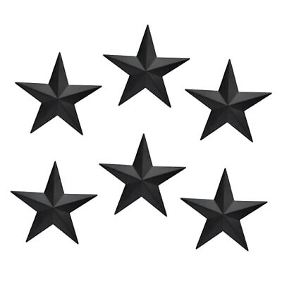 #ad 6quot; 6pieces Per Set Black Metal Barn Star Wall DecorTexas Stars ArtMetal $30.89