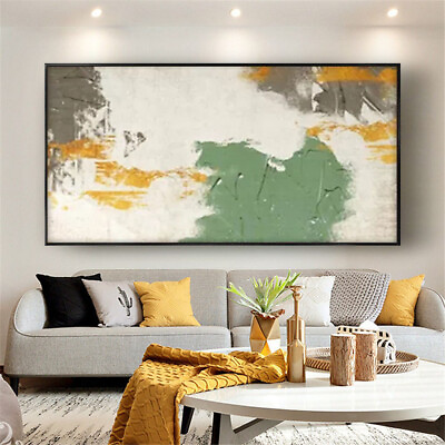 #ad Hand Painted Abstract Oil Painting Nordic Home Decor Wall Painting Yellow Gray $99.80
