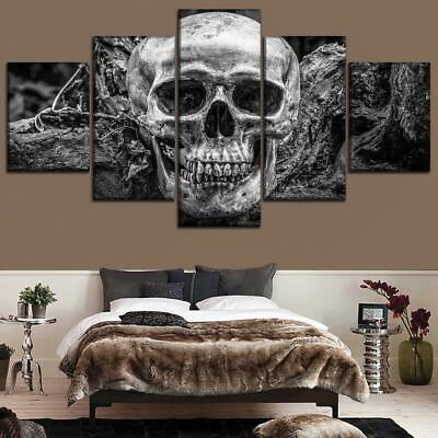 #ad Skull Face Skeleton Framed 5 Piece Canvas Wall Art $189.00