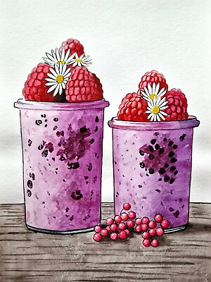 #ad Fruit Cocktail Original Art Kitchen Art Kitchen Wall Art Watercolor Painting $20.00