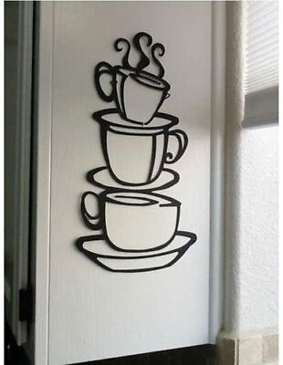 #ad Coffee Cup Double Sided Visual Removable Wall Vinyl Sticker Decals Decor Art Bed $19.99