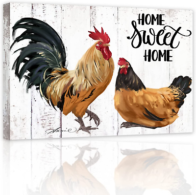 #ad Rooster Kitchen Decor Chicken Canvas Wall Art for Kitchen Dinning Room Vintage F $22.99