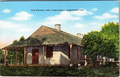 #ad Pascagoula MS Mississippi Old Spanish Fort Vintage Souvenir Postcard $7.99