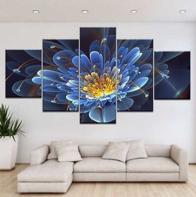 #ad Room Abstract Wall Art Canvas Painting Picture Home Decor Poster Blue Flower AU $269.45