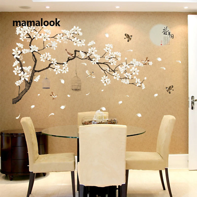 #ad Big Size Tree Wall Stickers Birds Flower Home Decor Wallpapers for Decoration $12.97