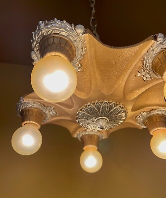 #ad Vintage Lighting 1930s Art Deco MARKEL chandelier More Available $780.00