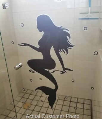 #ad NEW 24” x 16” Mermaid amp; Bubbles Bathroom Tile Wall Glass Decor Sticker Decal $24.99