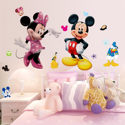 #ad Mickey Minnie Cartoon Mouse Wall Art Stickers Kids Nursery Baby Room Home Decora $8.95